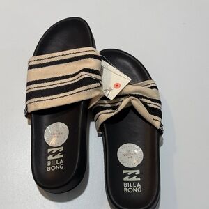 Billabong Black and Tan Striped Sandals
